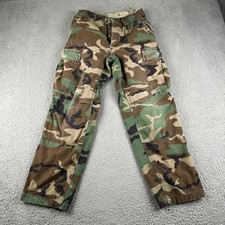 Vintage Military Pants Mens Small Cargo Woodland Camoflage Distressed Cargo