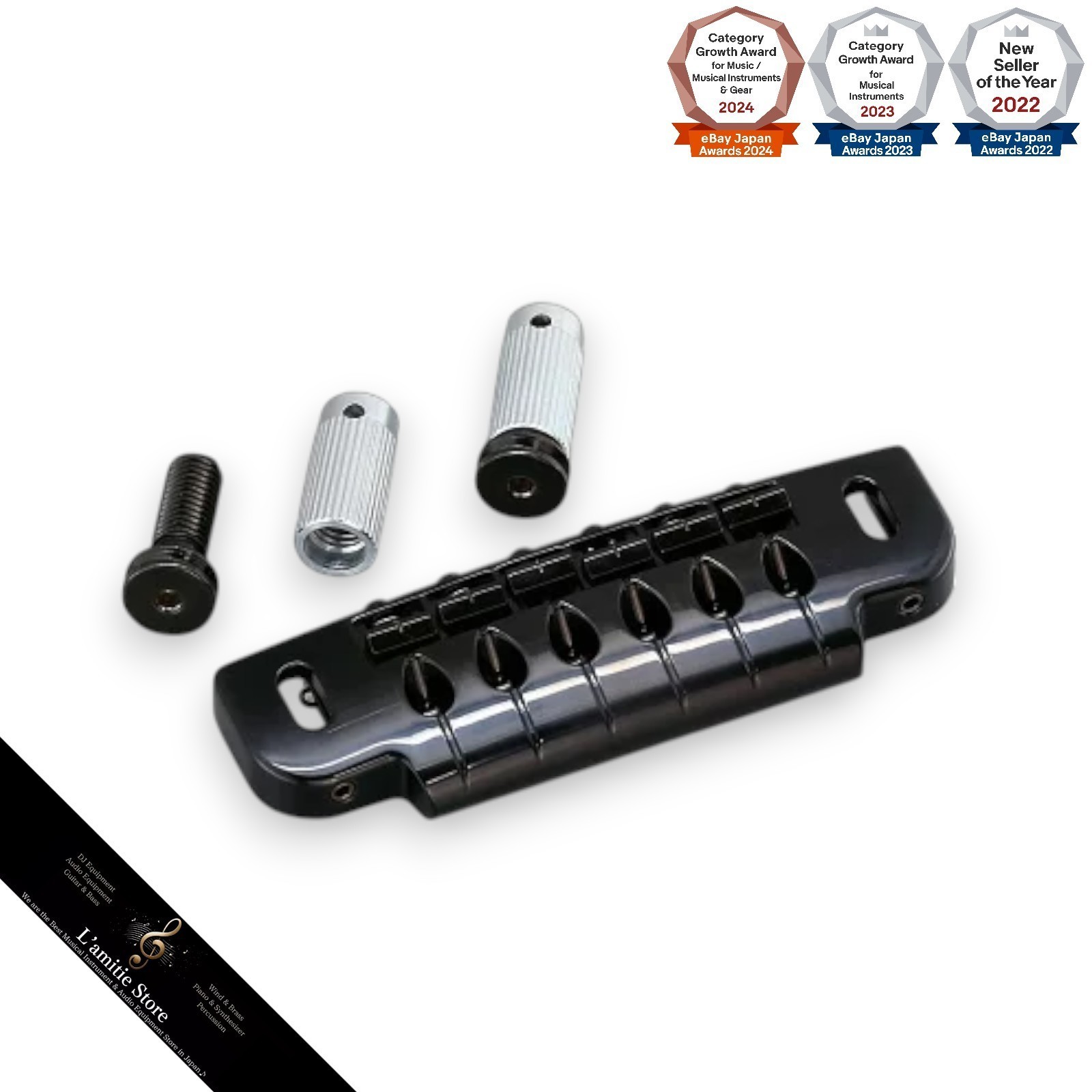 GOTOH 510UB-B Noir 104 mm Pitch Guitar Bridge Stud Lock Mechanism 510UBB 510UB