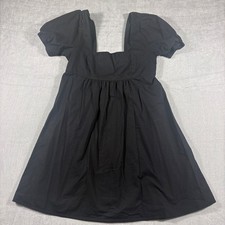 Wild Fable Black Puff Sleeve Square Neck Babydoll Mini Dress Medium
