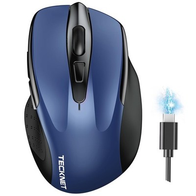 TECKNET Wireless Mouse BT5.0/3.0  2.4G Rechargeable 4800 DPI Silent USB A  Bl...