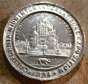 7-DAY SALE 1894 MIDWINTER EXPOSITION SAN FRANCISCO sOFFICIAL MEDAL-UNIRCULATED