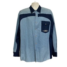 Vtg 90's Men's XL Wrangler Western Shirt Pearl Snap Long Sleeve Blue Two Tone
