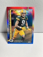 Christian Watson 2025 Topps Chrome Red White Blue Refractor SP Packers #112