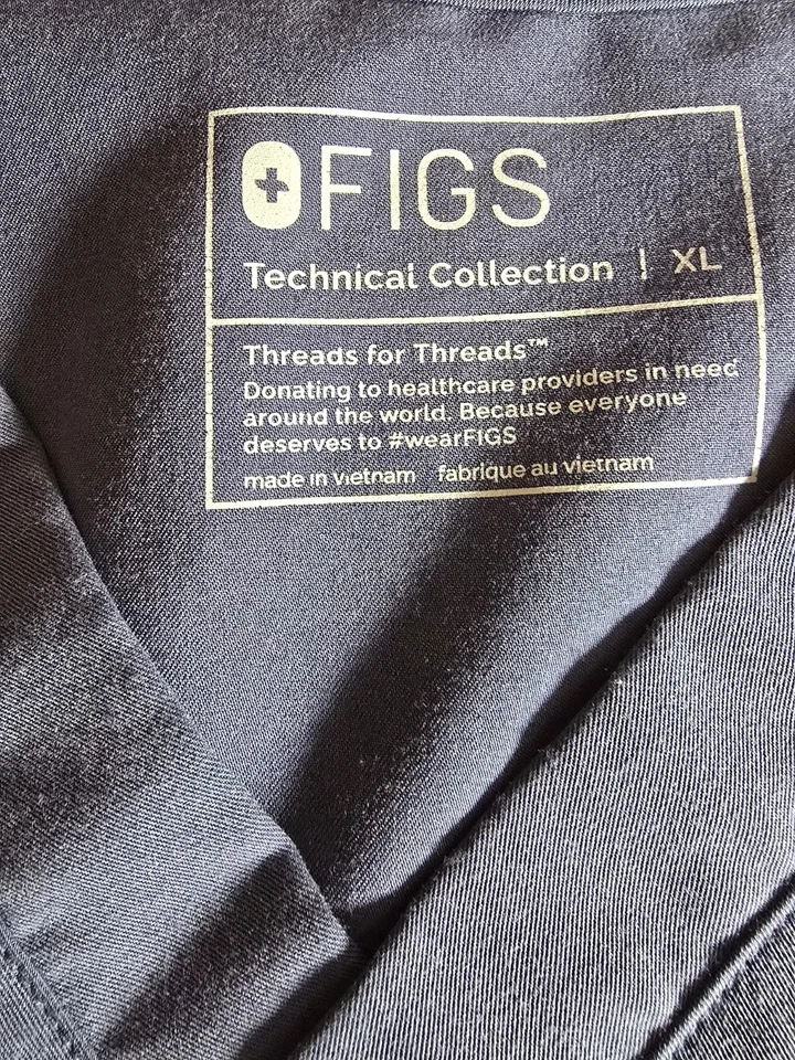 Figs Mens Scrub Shirt Top - XL - (Lot of 2) Blue & Black - Image 3 of 4