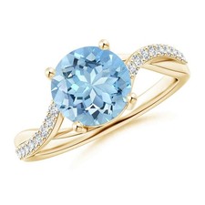 Aquamarine Stone Sterling Silver Solitaire with Accents Sister Ring Jewelry