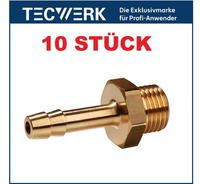 10 StüCk Tecwerk Druckluft Messing GewindetüLle Mit AußEngewinde 1/4 Zoll Lw 6Mm
