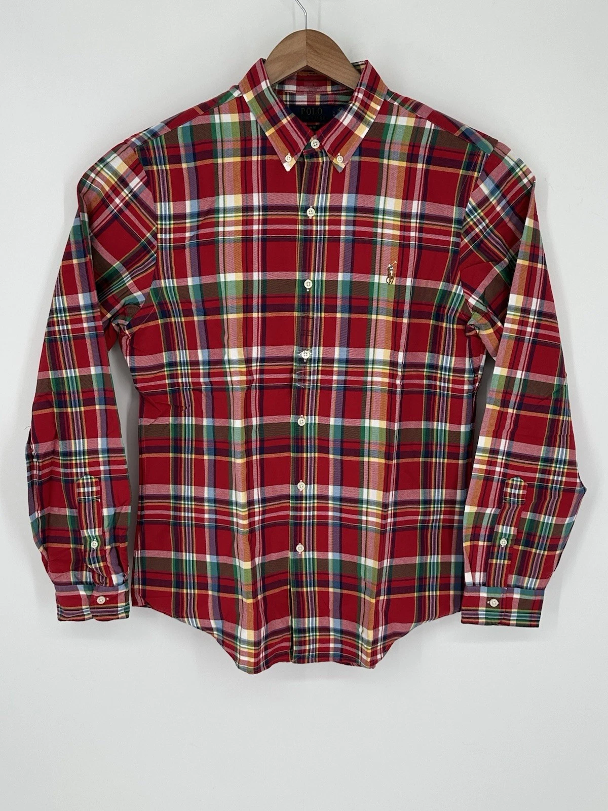 Polo Ralph Lauren Mens Sz M Slim Fit Plaid Multicolor Long Sleeve Shirt W1
