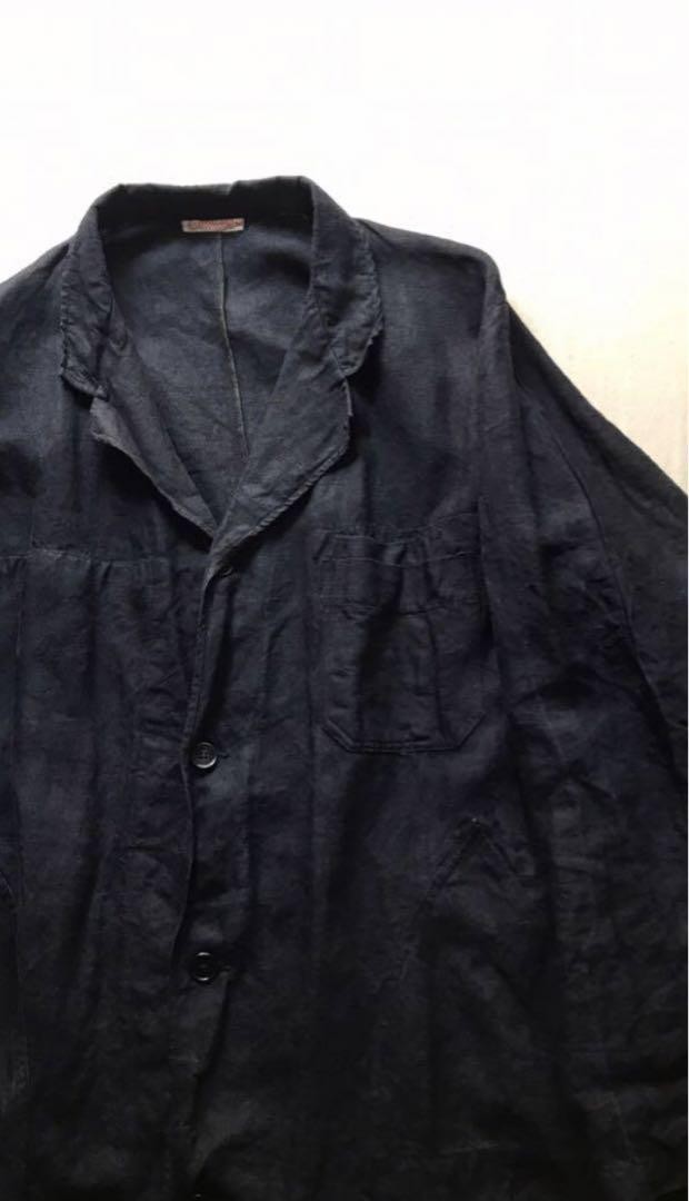 Indigo Linen Maquignon Coat Vintage 19th-20th Century French Indigo Linen Maquignon Coat Vintage 19th-20th Century French