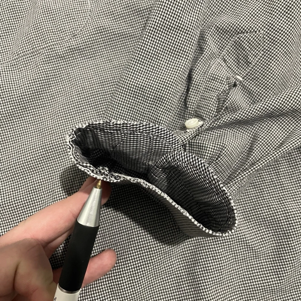 Borrelli Napoli Dress Shirt Mens 16 41 Black Check Long Sleeve Button Down Work* - Image 2 of 4