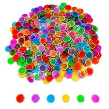 500 Pieces 6 Color Magnetic Transparent Bingo Counting Chips with Metal Edge