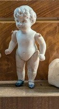 Antique German Miniature Jointed full Bisque Porcelain Boy Doll 4" Wire Strung