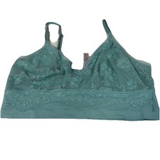 Victorias Secret Size XL Unlined Bralette Bra Blue Floral Lace No Wire 4021