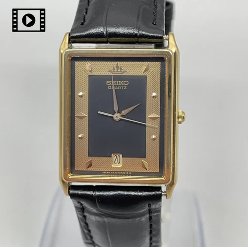 Vintage 1990 Seiko Mens Watch [US Stock] 5Y32-5140 Quartz 25mm Gold Black N.MINT
