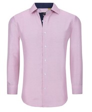 Azaro Uomo Slim Fit 4 Way Stretch Button Down Shirt - Pink