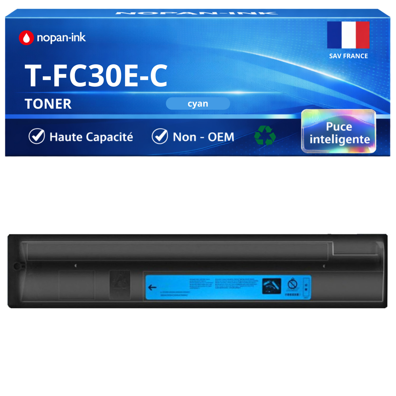 Toner cyan T-FC30EC compatible Toshiba au rendement de 33600 pages