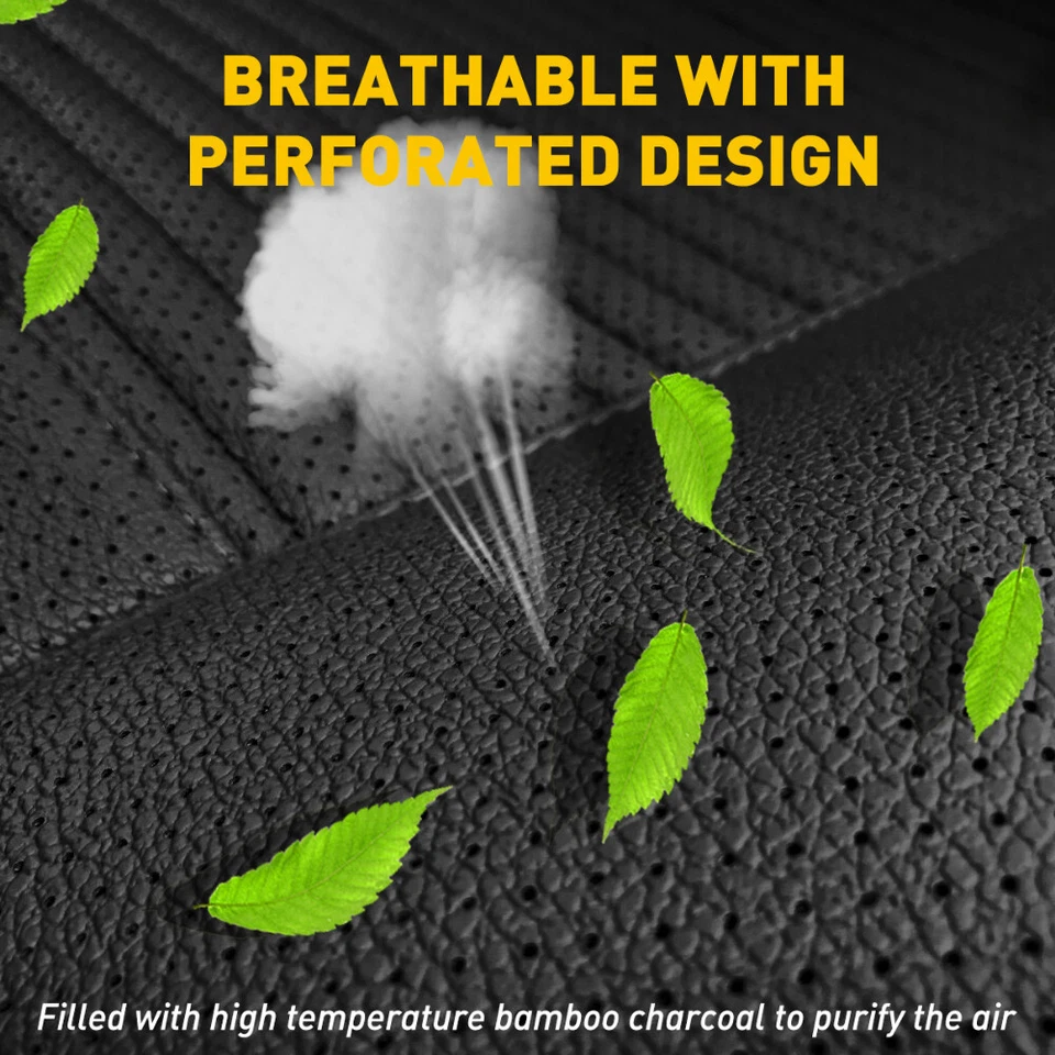 Breathable Front Cover Seat Cushion Pad Mat Protector Pocket Charcoal PU Leather - Image 4 of 4