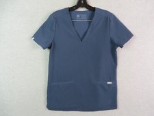 Figs Womens Shirt S Blue Scrubs Short Sleeve Medical Technical Nurse CNA Work