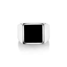 Natural Black Onyx 925 Silver Signet Gemstone Handmade Mens Rings Jewelry MR#380
