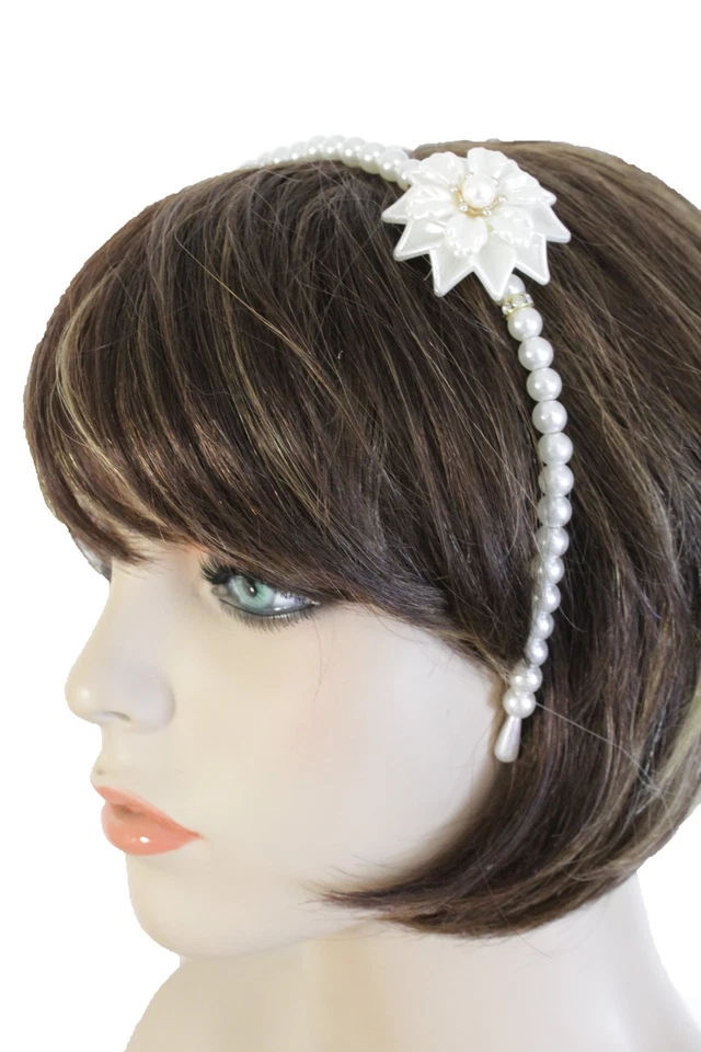 Mujer Diadema Nupcial Moda Joyería Marfil Perla Cuentas Accesorios para el Cabello Flor Foto 3 de 4