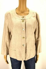 Covington Women Blazer Jacket Ivory Beige Linen Buttons Down Career