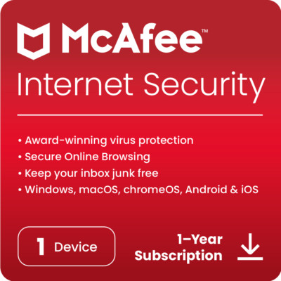 McAfee Internet Security 2026 1 Gerät 1 Jahr inkl. Virenschutz - PER POST