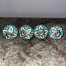 Cabinet Knobs Drawer Pulls Ceramic Hand Painted - Set of 4