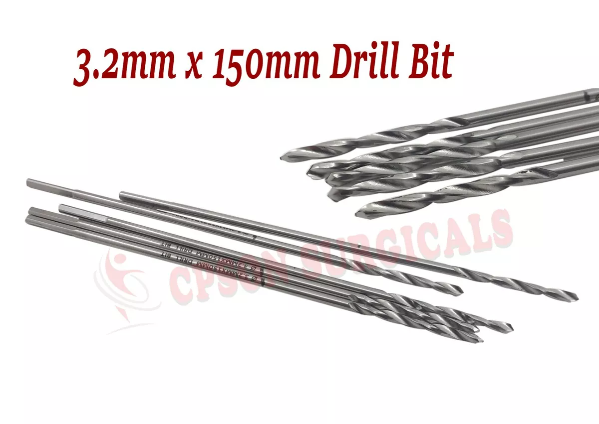 Veterinary 3.2mm Drill Bit Length 150 mm Lot of 5 pcs Surgical