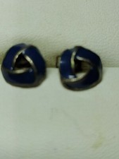 .925 Sterling Silver Blue Enamel Bow Stud Earrings