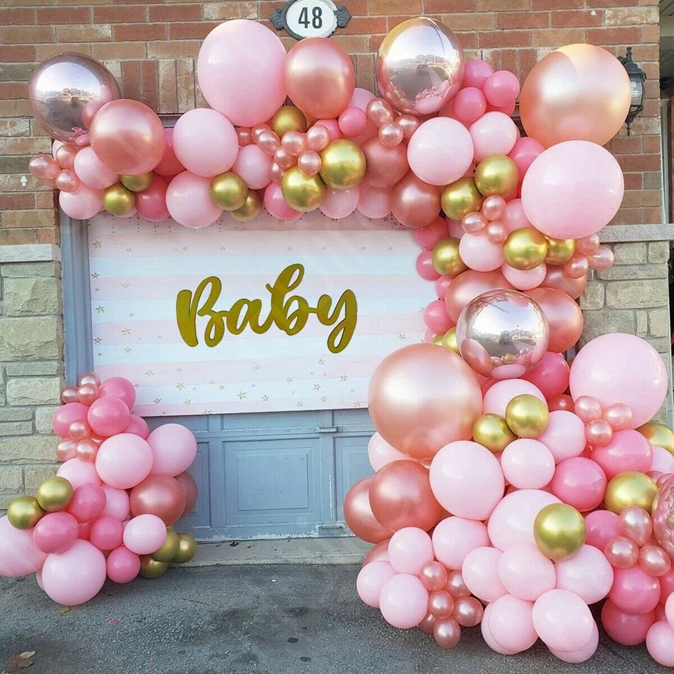 Gold Pink White Balloon Garland Arch Wedding Baby Shower Balloons Party Decor - image 3 of 4