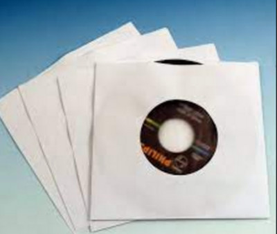 50 7'' VINYL PAPER RECORD SLEEVES - WHITE - HIGHEST QUALITY PREMIUM 90 GSM !