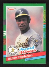 1991 Donruss Baseball Award Winner MVP Rickey Henderson #761 Oakland Athletics