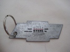 Vintage Chevy Bowtie Shaped Quiet Steel Key Ring 3 inches by 1 inch