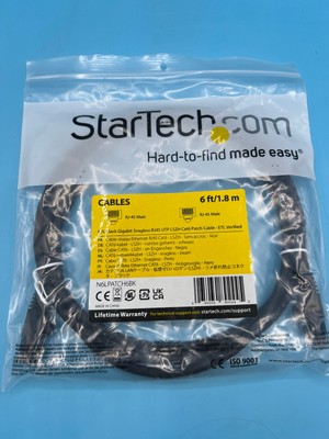 Startech N6LPATCH6BK Cat6 Black Ethernet Patch Cable Snagless 6ft