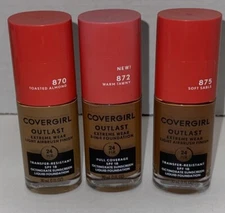 (3) COVERGIRL Outlast Extreme Wear 3-in-1 Foundation 870 Toasted Almond 872 875