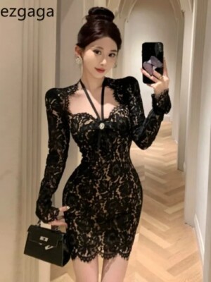 chinese dress ladies Bow Accent Lace Dress main image 1