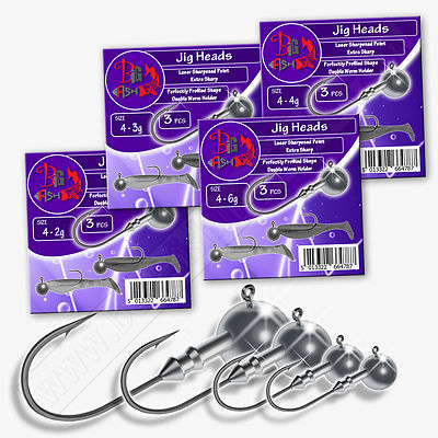 Jig Heads size 4 2g-6g SHARP Hooks Drop Shot Perch Fishing Tackle Soft Lure