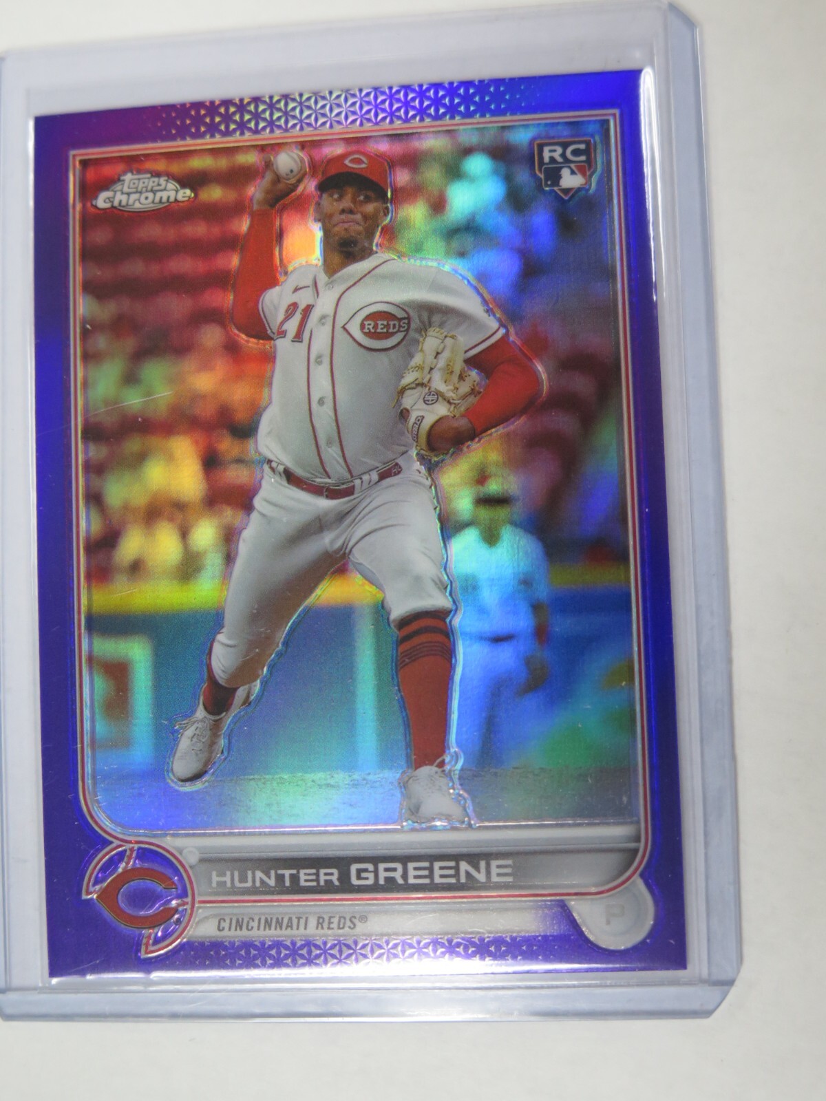 2022 Topps Chrome Update Hunter Greene RC Purple Refractor #USC191 Reds