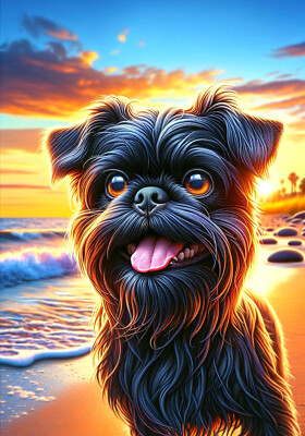 Brussels Griffon Black Summer Sunset Flag