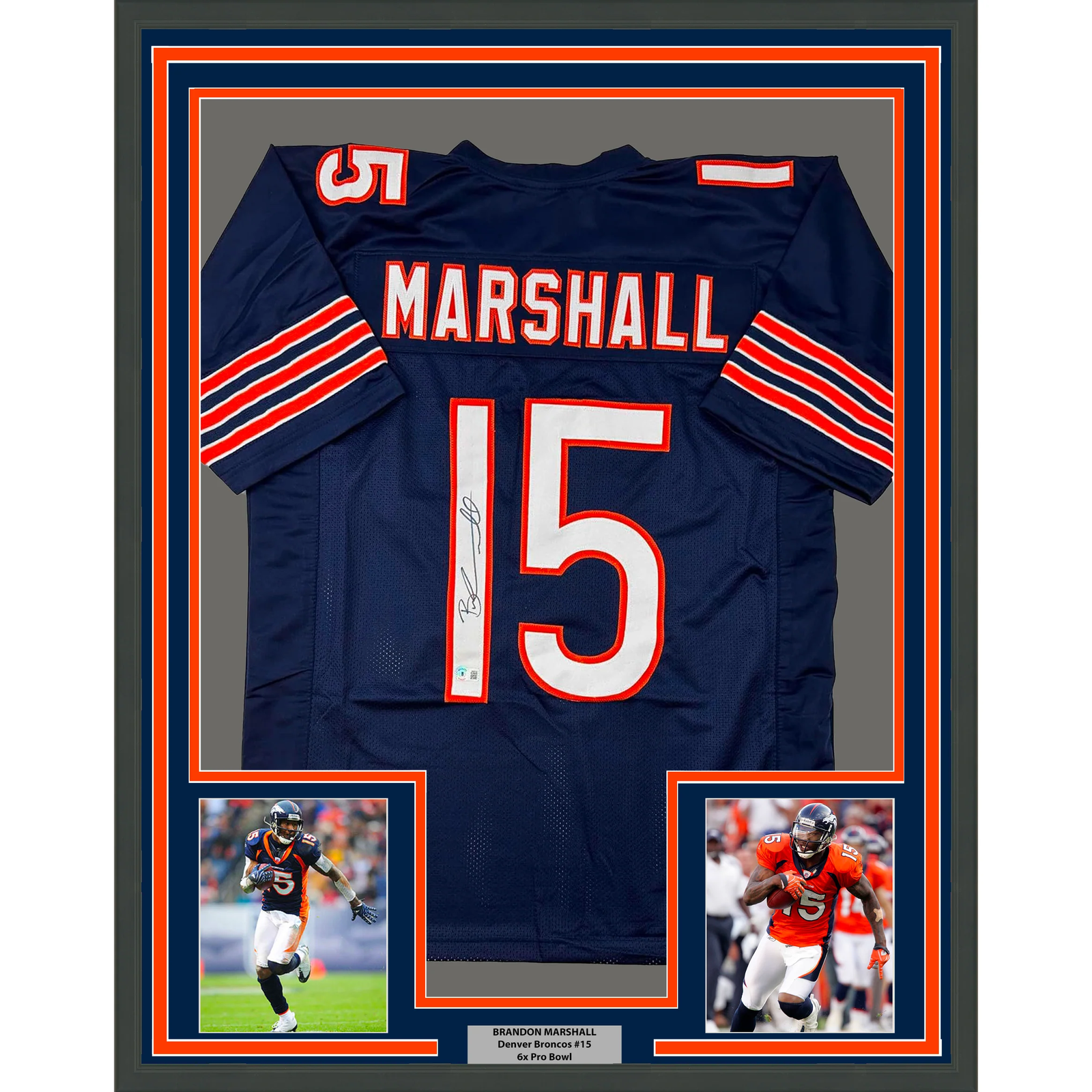Brandon Marshall Autographed Signed Chicago Bears Framed / 33x42 Chicago Blue Jersey BAS COA 