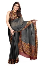 Indian Chiffon Saree With Unstitched Blouse Piece Party Wedding Wear For Women