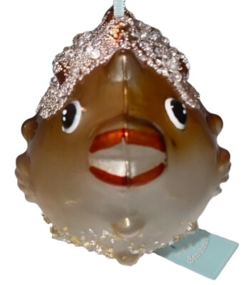 Large BLOWFISH CHRISTMAS ORNAMENT-NWT-Sparkley, And Very Unique