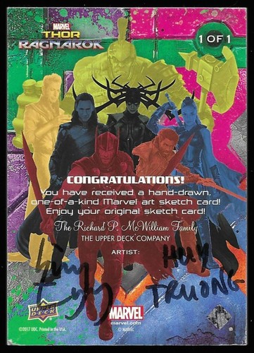 2017 UD Thor Ragnarok SKETCH card – Thor di Huy Truong prova artista disegnata a mano - Foto 2 di 2