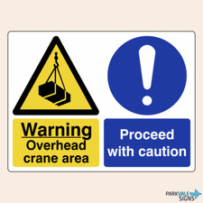Warning Overhead Crane / Proceed With Caution Safety Signs (large)