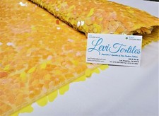 Iridescent Pearl Yellow Oval Tear Drop Sequins on Mesh Fabric Sold BTY -Mermaid
