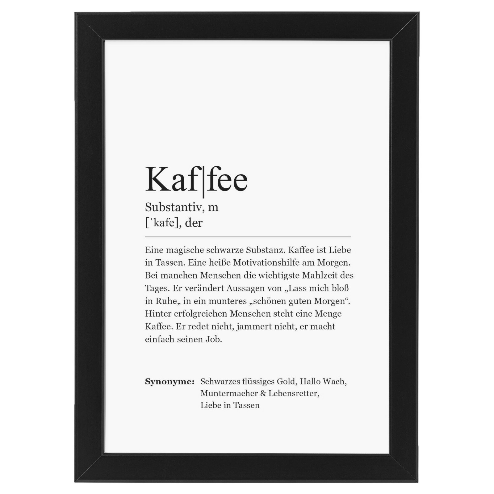 Kaffee Cafe Wandbild Kunstdruck Din A4 Deko Bild im Rahmen schwarz Geschenkidee
