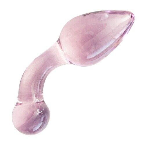 Gebogener Glas Analplug Rosa 12 cm Anal Glasdildo Glass Buttplug Design Sextoy - Bild 1 von 1
