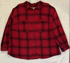Ava & Viv Red Plaid Long Sleeve Button Down S...
