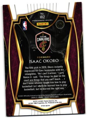 2020-21 Panini Select Isaac Okoro #182 Red White Orange Shimmer RC