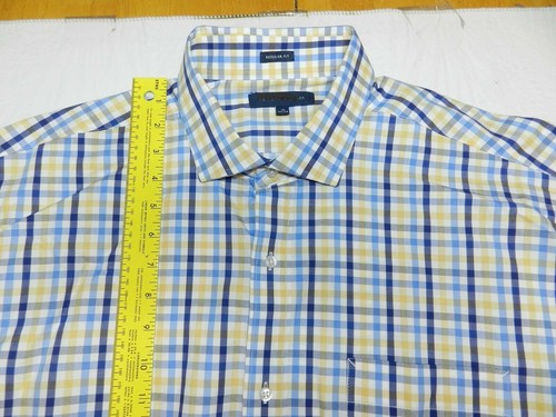 Men's shirt TOMMY HILFIGER size 17 34/35 long sleeve plaid button up NEW (te46) - Picture 2 of 7