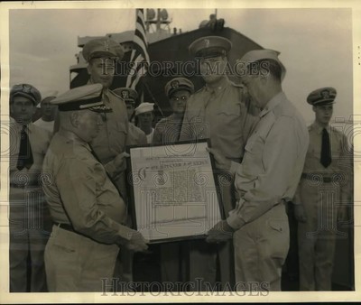 1948 Press Photo Renaming of ''Colonel William O'Brien'' United States Transport